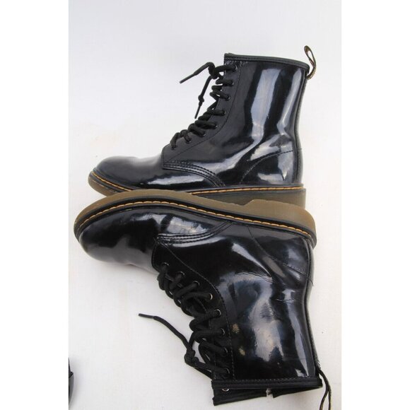 Dr. Martens 1460 Y Patent Leather Boots Black Lace Up Combat Sz EU 37 US 6 - Picture 11 of 16